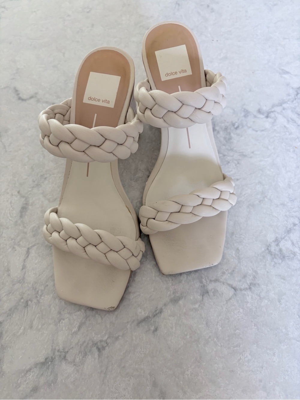 Dolce Vita Paily Braided Detail Square Open Toe Heel Sandals/Ivory Stella/7.5